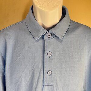 Ibkul Men's solid light blue UPF 50+ long sleeve golf polo shirt XL EUC